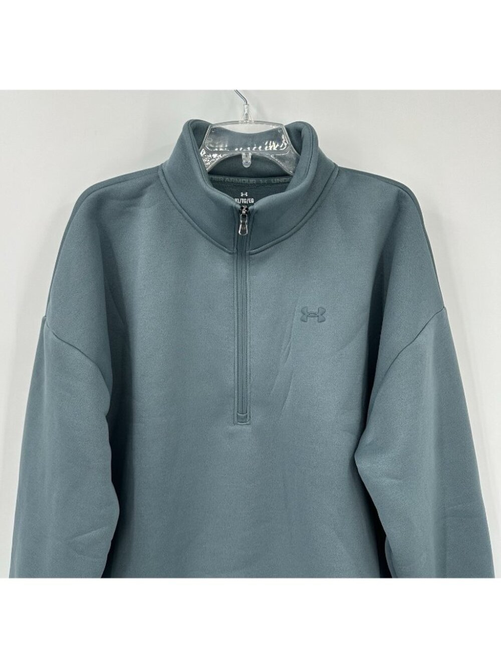 UNDER ARMOUR FLEECE HALF ZIP sweatshirt jasper blue XL loose fit athleisure - Picture 5 of 10